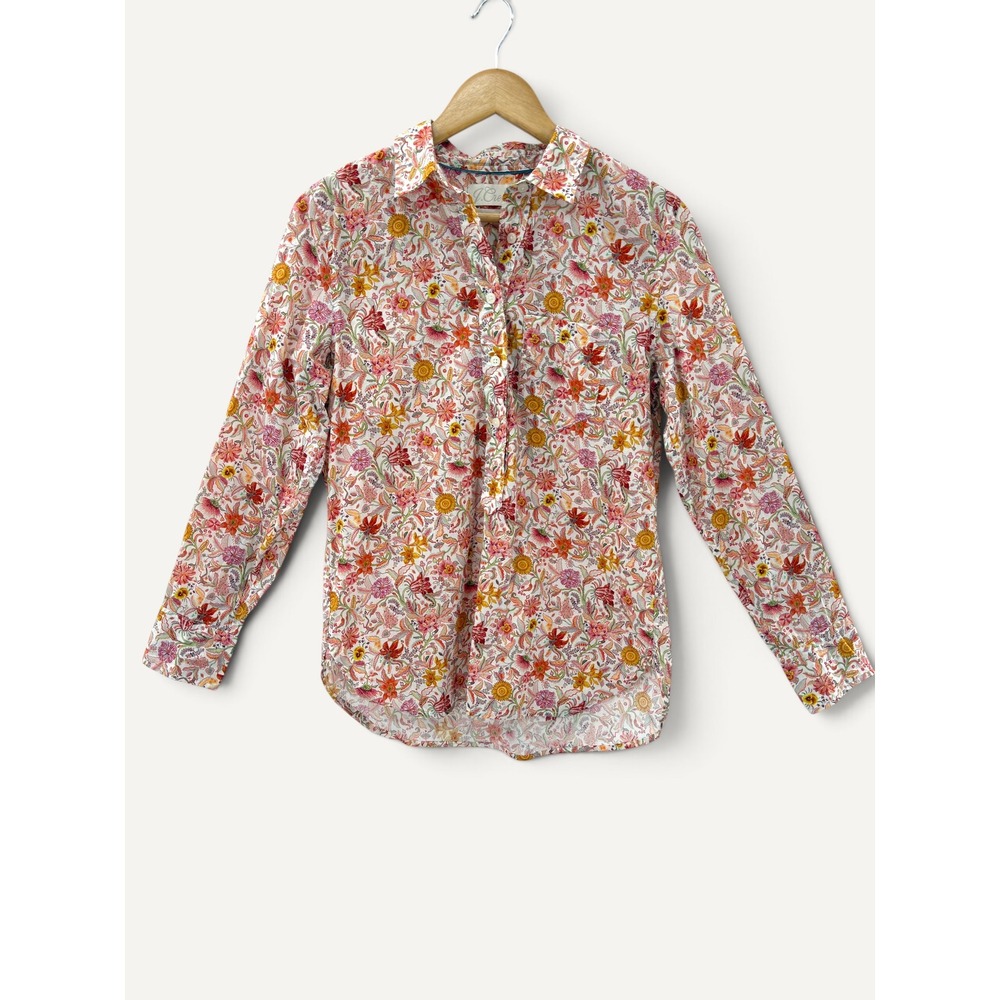 J.Crew Cotton Shirt Pink Liberty Fabric Floral Button Up Classic Fit 4 Office